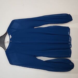 A New Day sheer pleated Blue blouse long sleeve sz-M